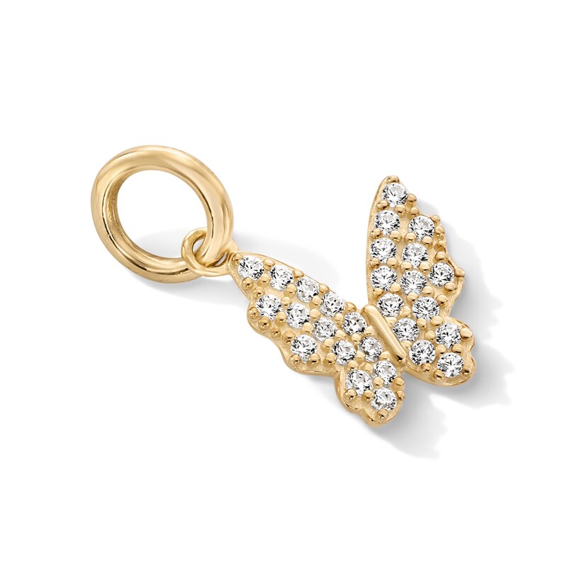 Main Image 2 of 14K Gold Plated CZ Butterfly Necklace Charm