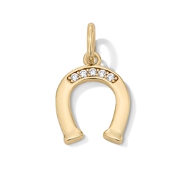14K Gold Plated CZ Horseshoe Necklace Charm