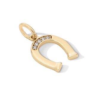 14K Gold Plated CZ Horseshoe Necklace Charm