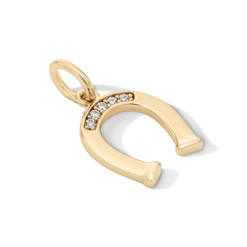 Main Image 2 of 14K Gold Plated CZ Horseshoe Necklace Charm