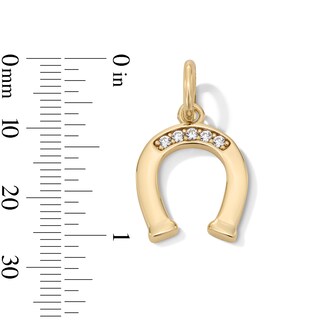 14K Gold Plated CZ Horseshoe Necklace Charm