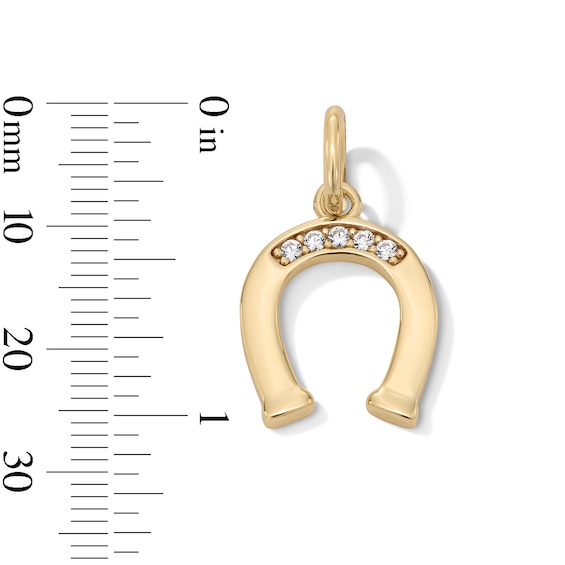 14K Gold Plated CZ Horseshoe Necklace Charm