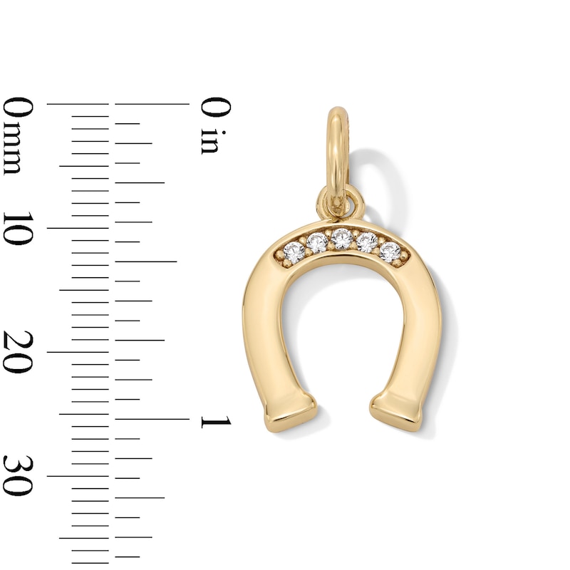 Main Image 3 of 14K Gold Plated CZ Horseshoe Necklace Charm