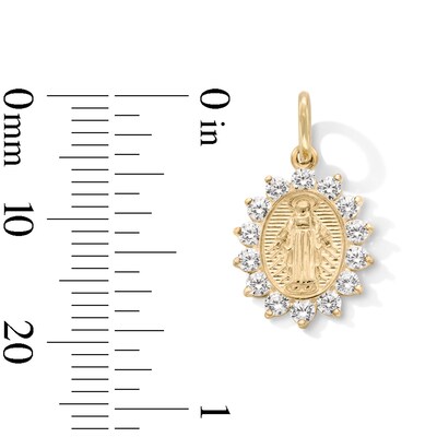 14K Gold Plated CZ Outline Mary Necklace Charm