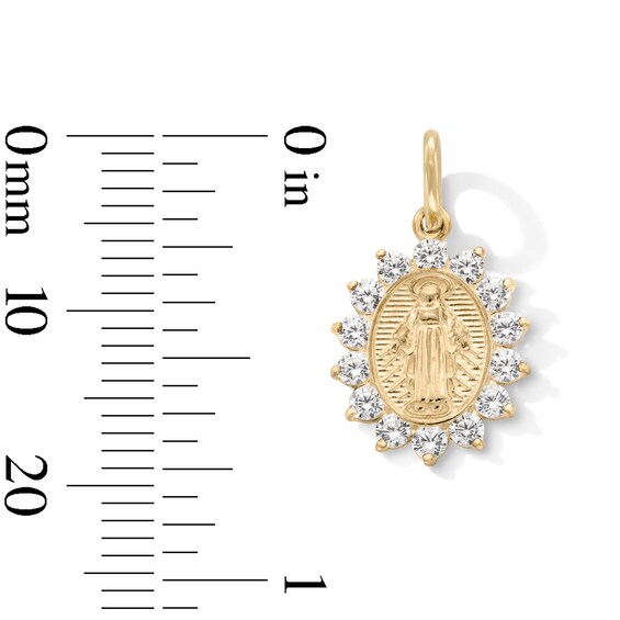 14K Gold Plated CZ Outline Mary Necklace Charm