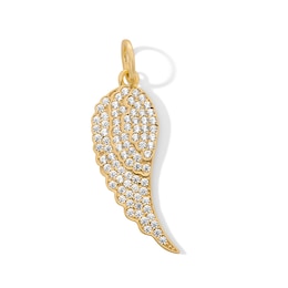 Solid Sterling Silver with 14K Gold Plate CZ Angel Wing Necklace Charm