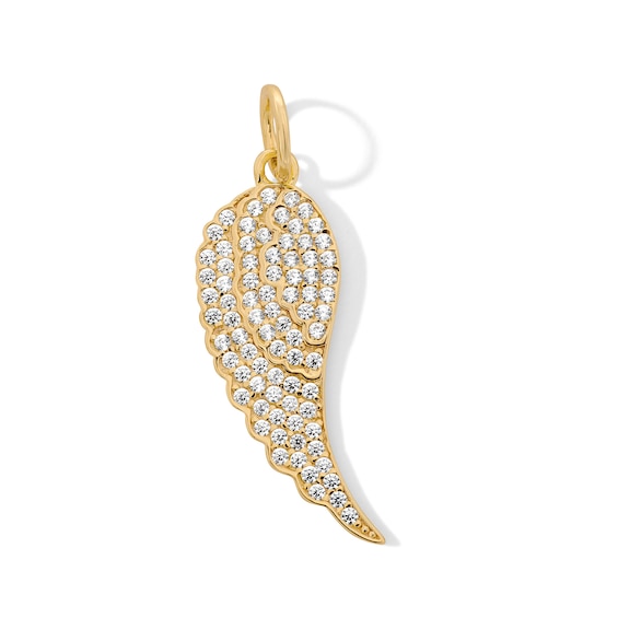 14K Gold Plated CZ Angel Wing Necklace Charm
