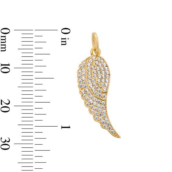 14K Gold Plated CZ Angel Wing Necklace Charm
