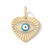 Thumbnail Image 1 of 14K Gold Plated CZ and Epoxy Eye Heart Necklace Charm