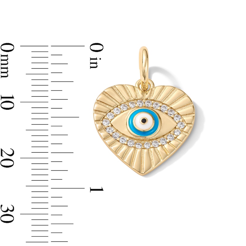 Main Image 3 of 14K Gold Plated CZ and Epoxy Eye Heart Necklace Charm