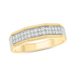 14K Gold Plated 1/6 CT. T.W. Lab-Grown Diamond Double Row Ring - Size 10