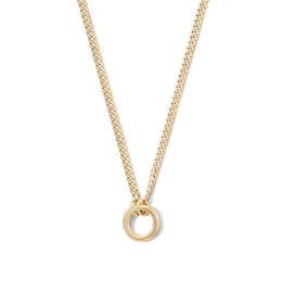 14K Gold Plated Charm Holder Curb Chain Necklace - 18"