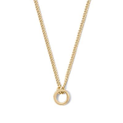 14K Gold Plated Open Circle Charm Holder Necklace - 18"