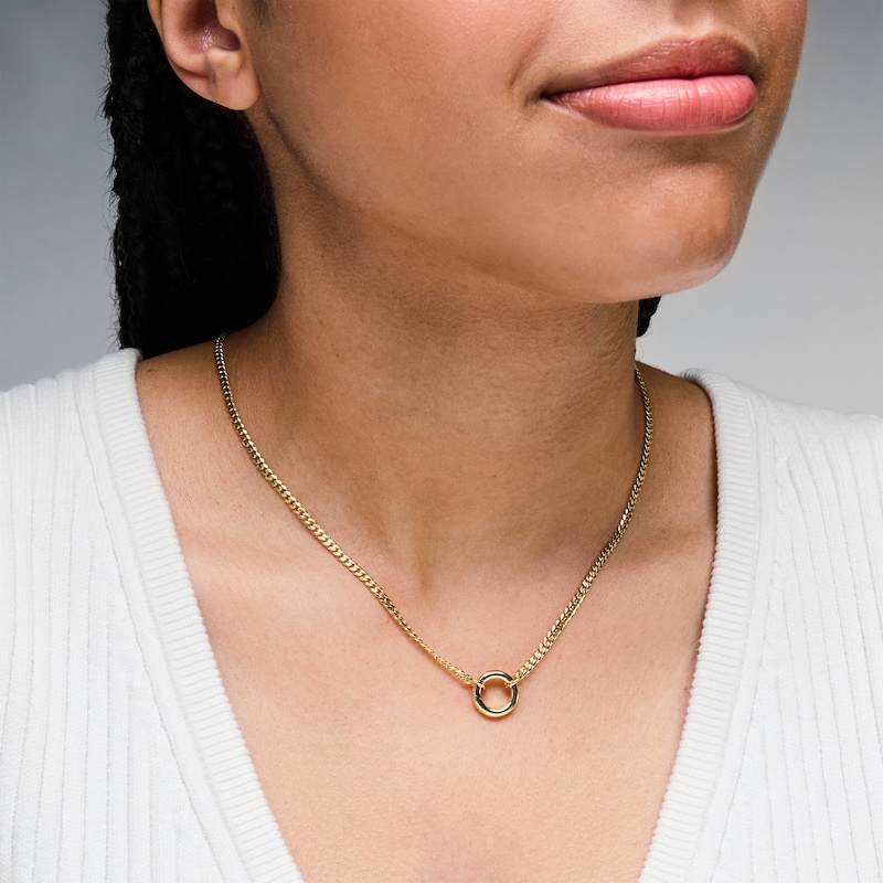 Main Image 2 of 14K Gold Plated Open Circle Charm Holder Necklace - 18"