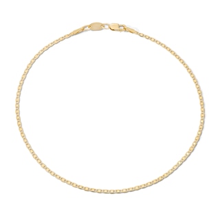 10K Solid Gold Bonded Valentino Chain Anklet - 10"