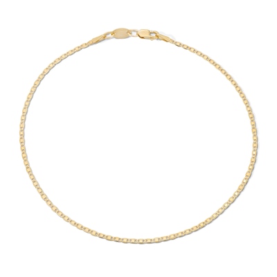 10K Solid Gold Bonded Valentino Chain Anklet - 10"