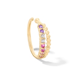 14K Solid Gold Multi CZ Beaded Double Row Nose Ring 20G 5/16”