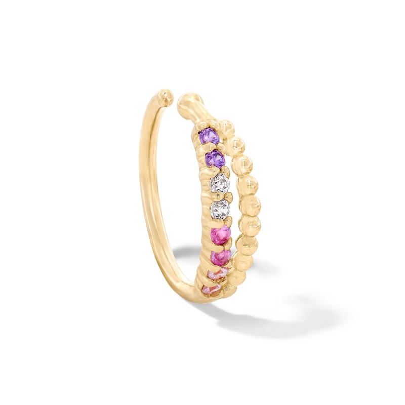 Main Image 1 of 14K Solid Gold Multi CZ Beaded Double Row Nose Ring 20G 5/16”
