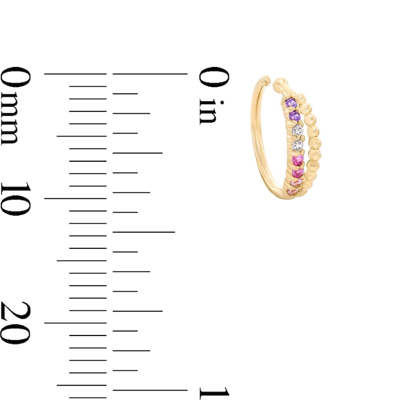 Main Image 2 of 14K Solid Gold Multi CZ Beaded Double Row Nose Ring 20G 5/16”