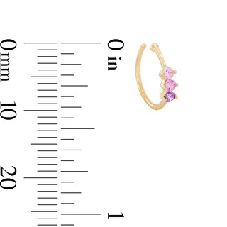 14K Solid Gold CZ and Lab-Created Ruby Nose Ring - 20G 5/16”