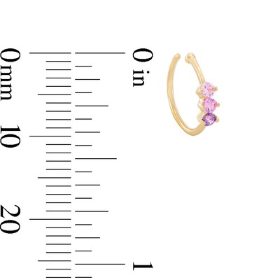 14K Solid Gold CZ and Lab-Created Ruby Nose Ring - 20G 5/16”