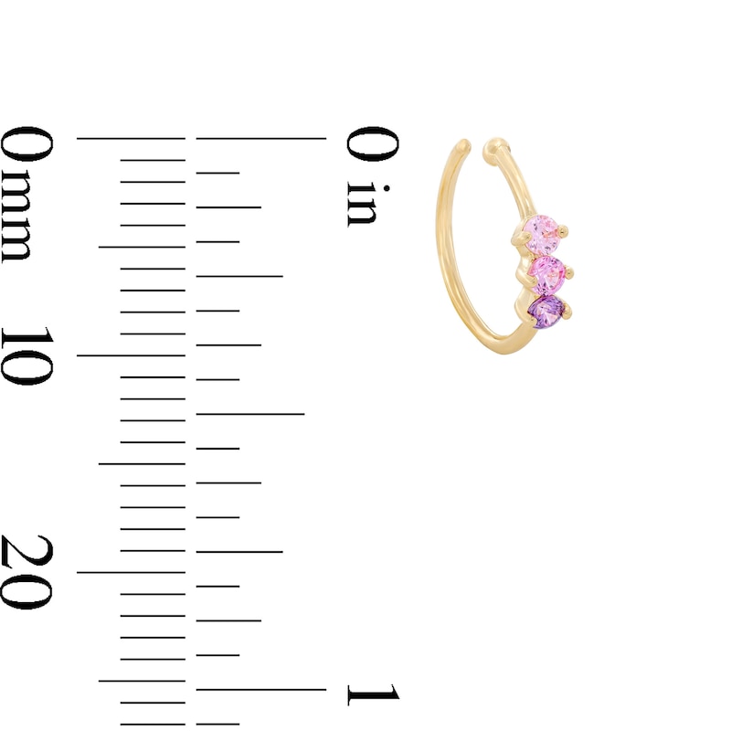 Main Image 2 of 14K Solid Gold CZ and Lab-Created Ruby Nose Ring 20G 5/16”