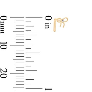 14K Solid Gold CZ Bow L-Shape Nose Stud - 20G 3/8"