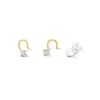 14K Solid Gold Iridescent Crystal and CZ Solitaire Screw Nose Stud Set - 22G 1/2"
