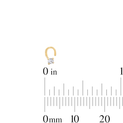 14K Solid Gold Iridescent Crystal and CZ Solitaire Screw Nose Stud Set - 22G 1/2"