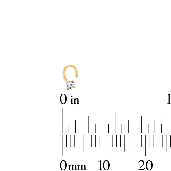 14K Solid Gold Iridescent Crystal and CZ Solitaire Screw Nose Stud Set - 22G 1/2"