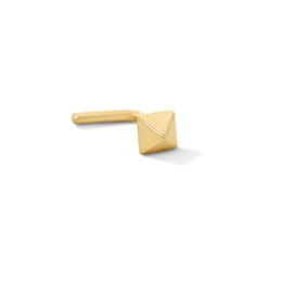14K Solid Gold Pyramid L-Shape Nose Stud - 20G 5/16"