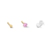 Thumbnail Image 1 of 14K Semi-Solid and Hollow Gold Ball and CZ Pink Nose Stud Set - 20G 1/4"
