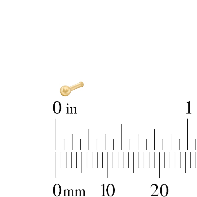 Main Image 2 of 14K Semi-Solid and Hollow Gold Ball and CZ Pink Nose Stud Set - 20G 1/4"