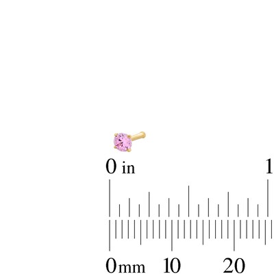 14K Semi-Solid and Hollow Gold Ball and CZ Pink Nose Stud Set - 20G 1/4"