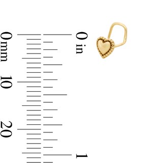 14K Solid Gold Beaded Puff Heart Nose Stud - 20G 5/16"