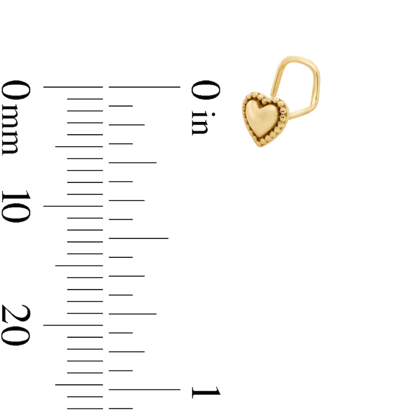 Main Image 2 of 14K Solid Gold Puffed Heart Nose Stud - 20G 5/16"