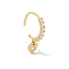 Thumbnail Image 1 of 14K Solid  Gold CZ Nose Threader Hoop with Dangle - 20G 5/16"