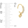 Thumbnail Image 2 of 14K Solid  Gold CZ Nose Threader Hoop with Dangle - 20G 5/16"