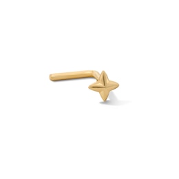 14K Solid Gold Star L-Shape Nose Stud - 20G 5/16"