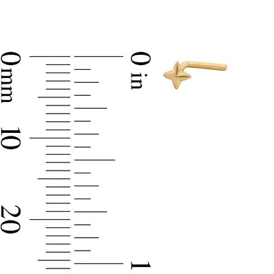 14K Solid Gold Star L-Shape Nose Stud - 20G 5/16"