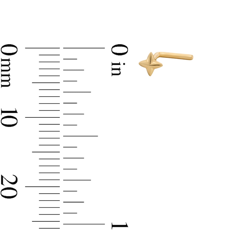 Main Image 2 of 14K Solid Gold Star L-Shape Nose Stud - 20G 5/16"