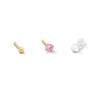 Thumbnail Image 1 of 14K Semi-Solid Gold Ball and Pink CZ Nose Stud Set - 22G 1/4"