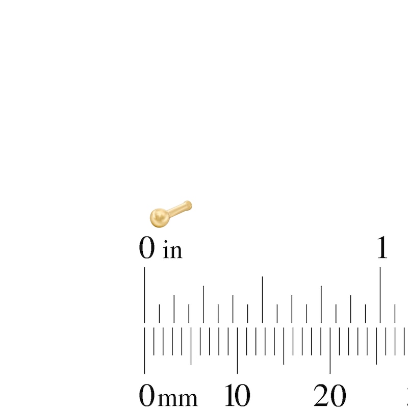 Main Image 2 of 14K Semi-Solid Gold Ball and Pink CZ Nose Stud Set - 22G 1/4"