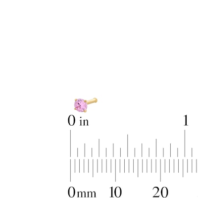 14K Semi-Solid Gold Ball and Pink CZ Nose Stud Set - 22G 1/4"
