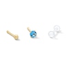 14K Hollow and Semi-Solid Gold Ball and CZ Blue Nose Stud Set - 20G 1/4"