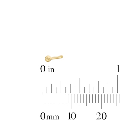 14K Hollow and Semi-Solid Gold Ball and CZ Blue Nose Stud Set - 20G 1/4"