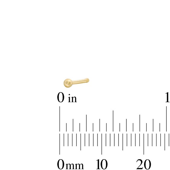 14K Hollow and Semi-Solid Gold Ball and CZ Blue Nose Stud Set - 20G 1/4"