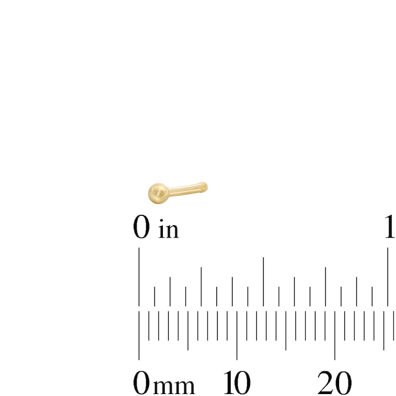 14K Hollow and Semi-Solid Gold Ball and CZ Blue Nose Stud Set - 20G 1/4"