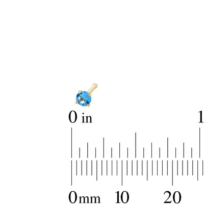 14K Hollow and Semi-Solid Gold Ball and CZ Blue Nose Stud Set - 20G 1/4"
