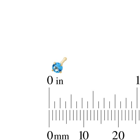 14K Hollow and Semi-Solid Gold Ball and CZ Blue Nose Stud Set - 20G 1/4"